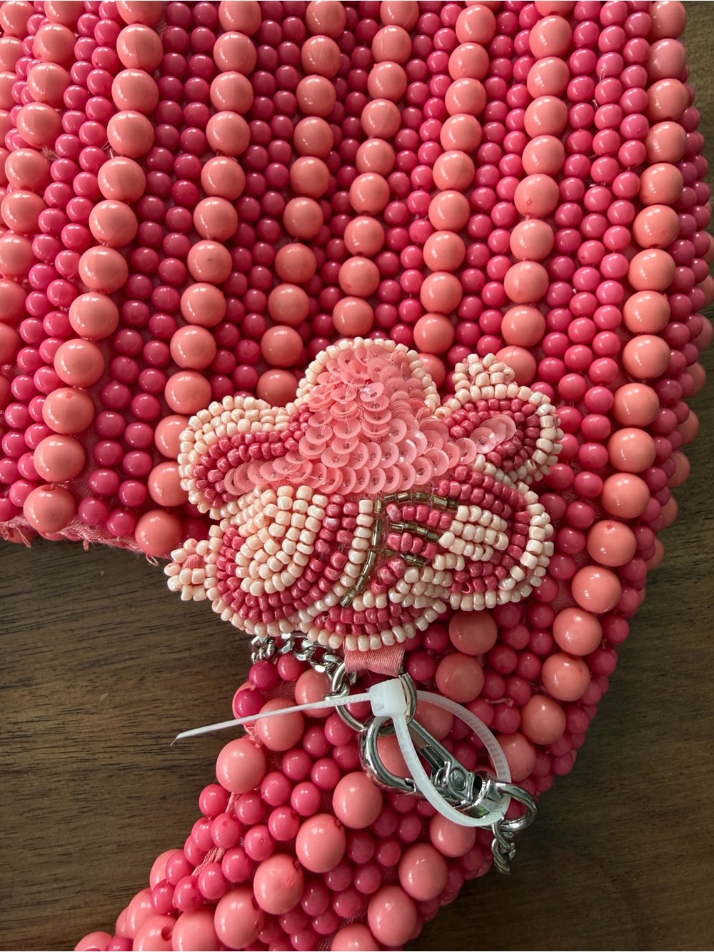 Handcrafted Pink Beaded Mini Shoulder Bag - Picture 3 of 4